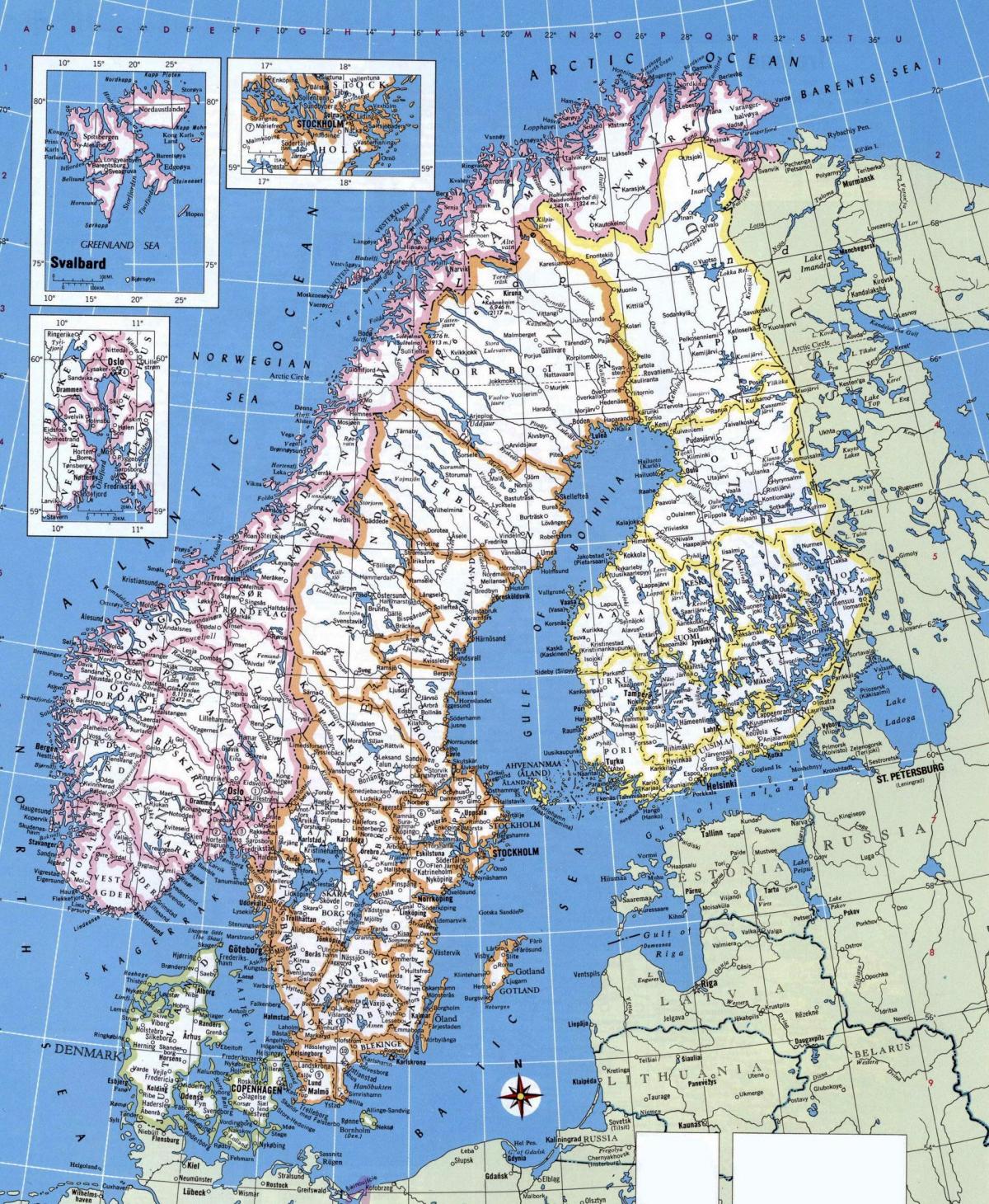 Karte detalizētu Norvēģija