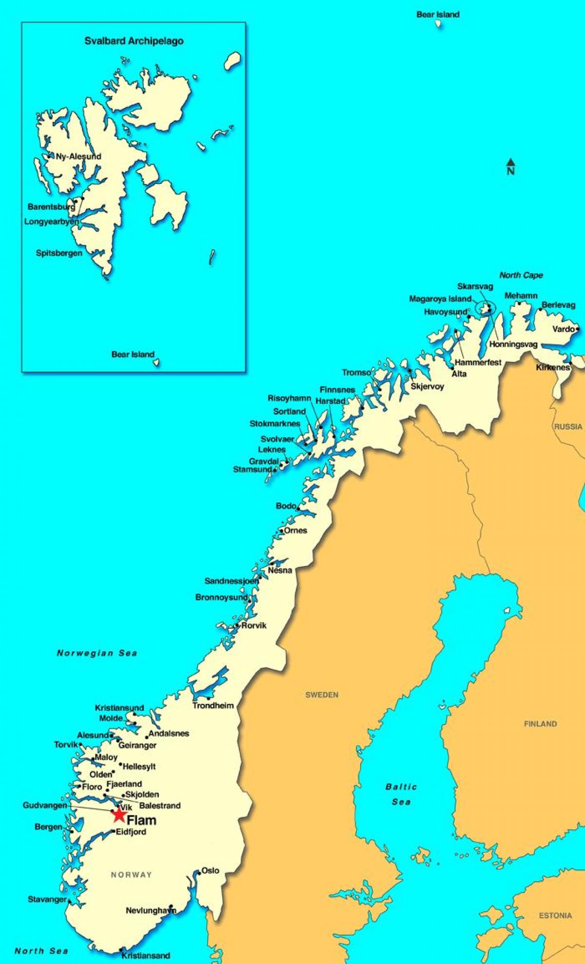 flam kartes Norvēģija