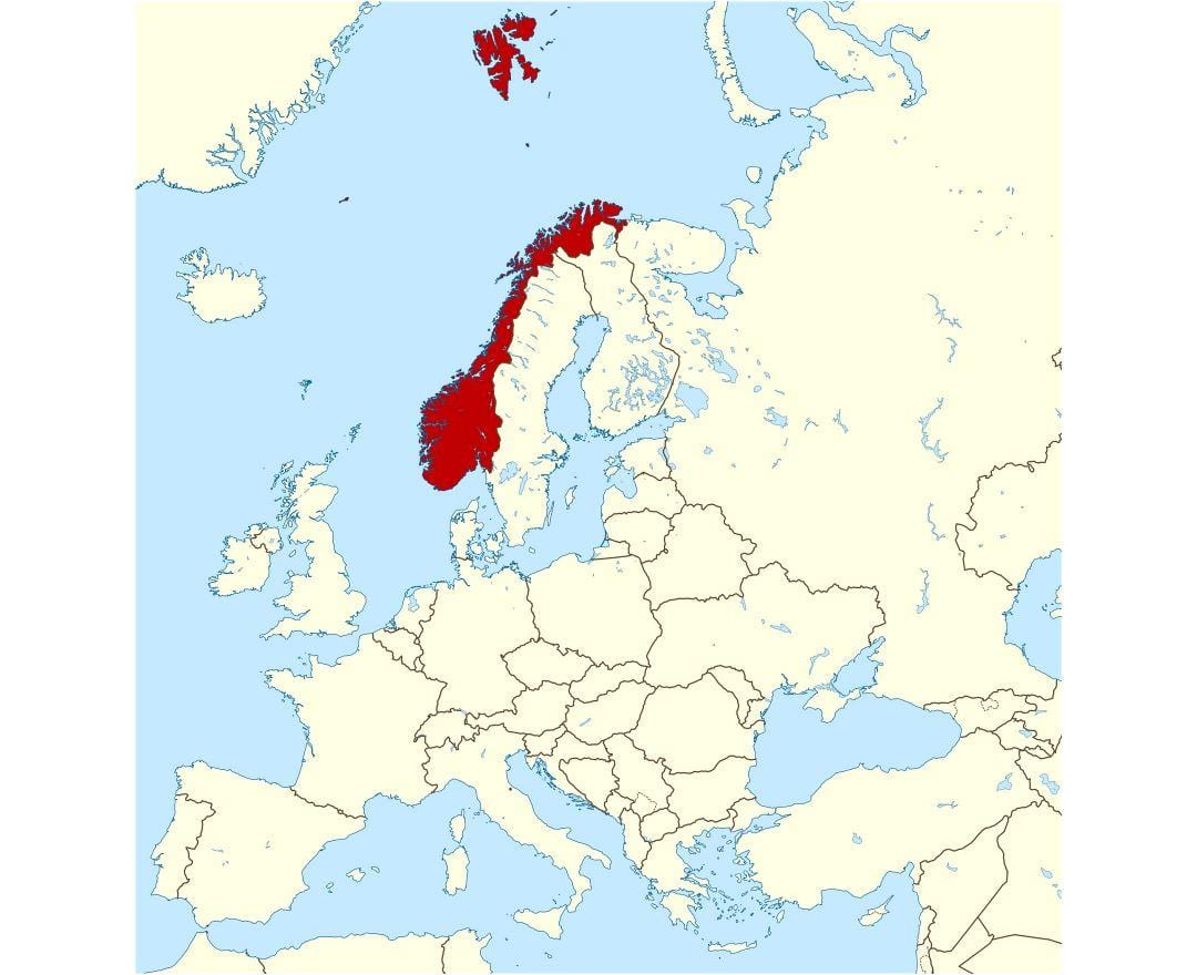 Norvēģija atrašanās vieta kartē