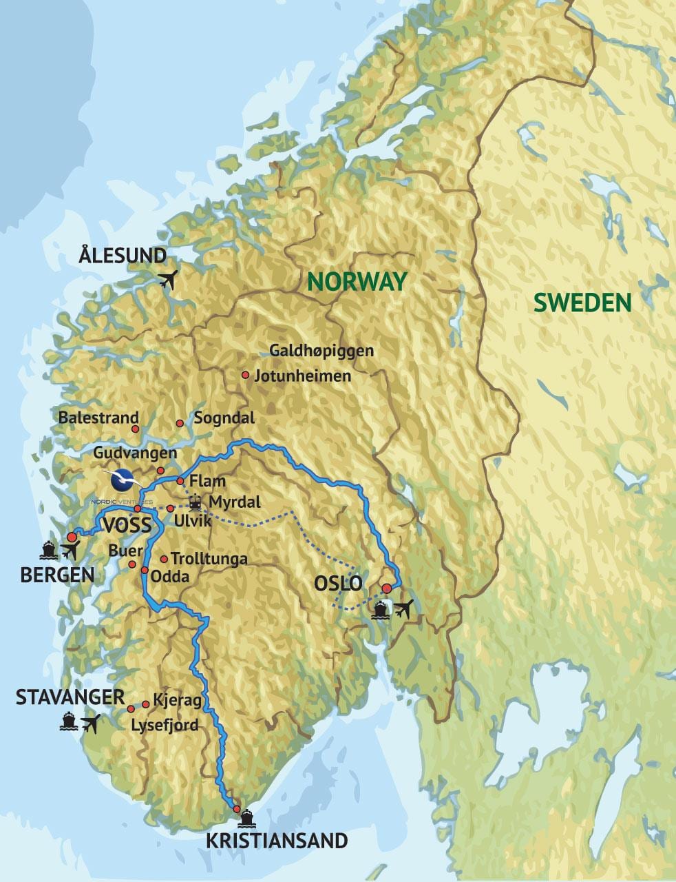 Karte rietumu Norvēģija