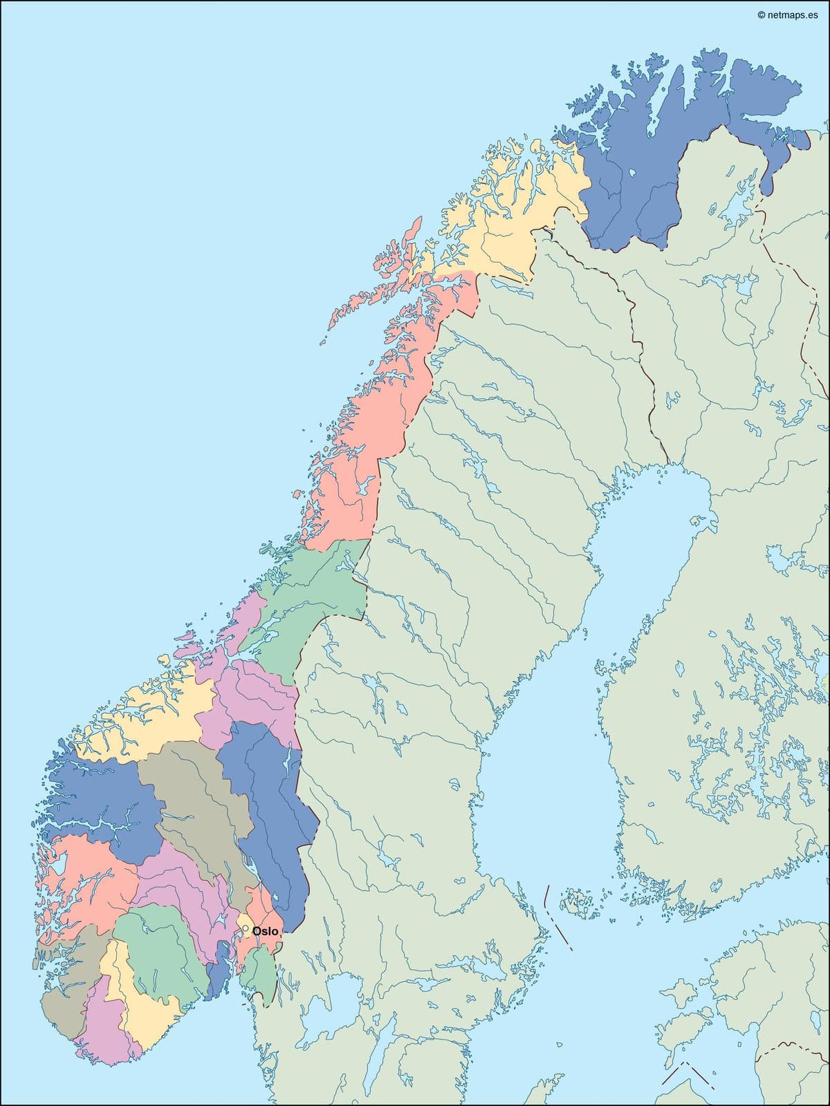 Kartē Norvēģija vektoru