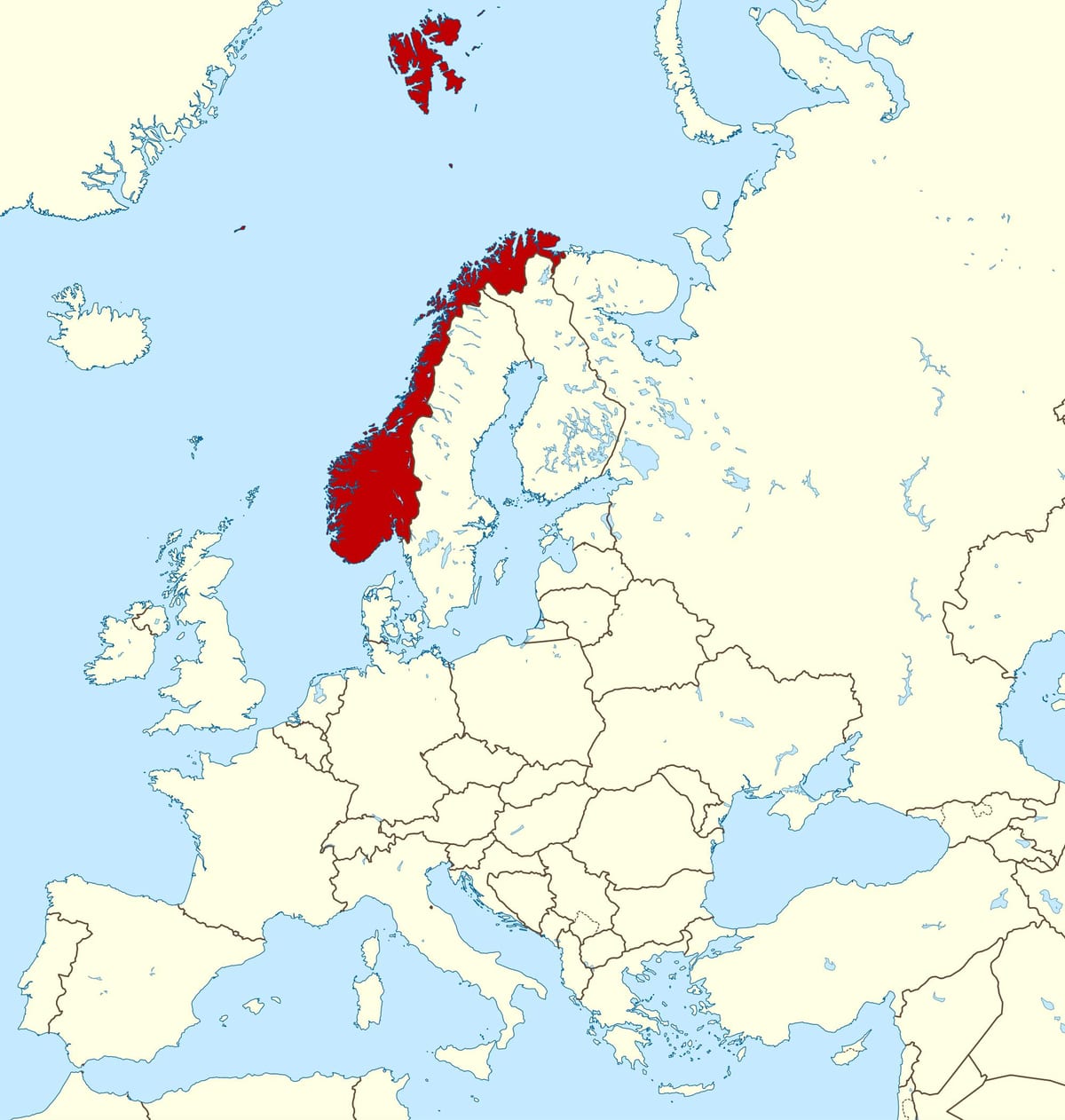 Norvēģiju par eiropas karte
