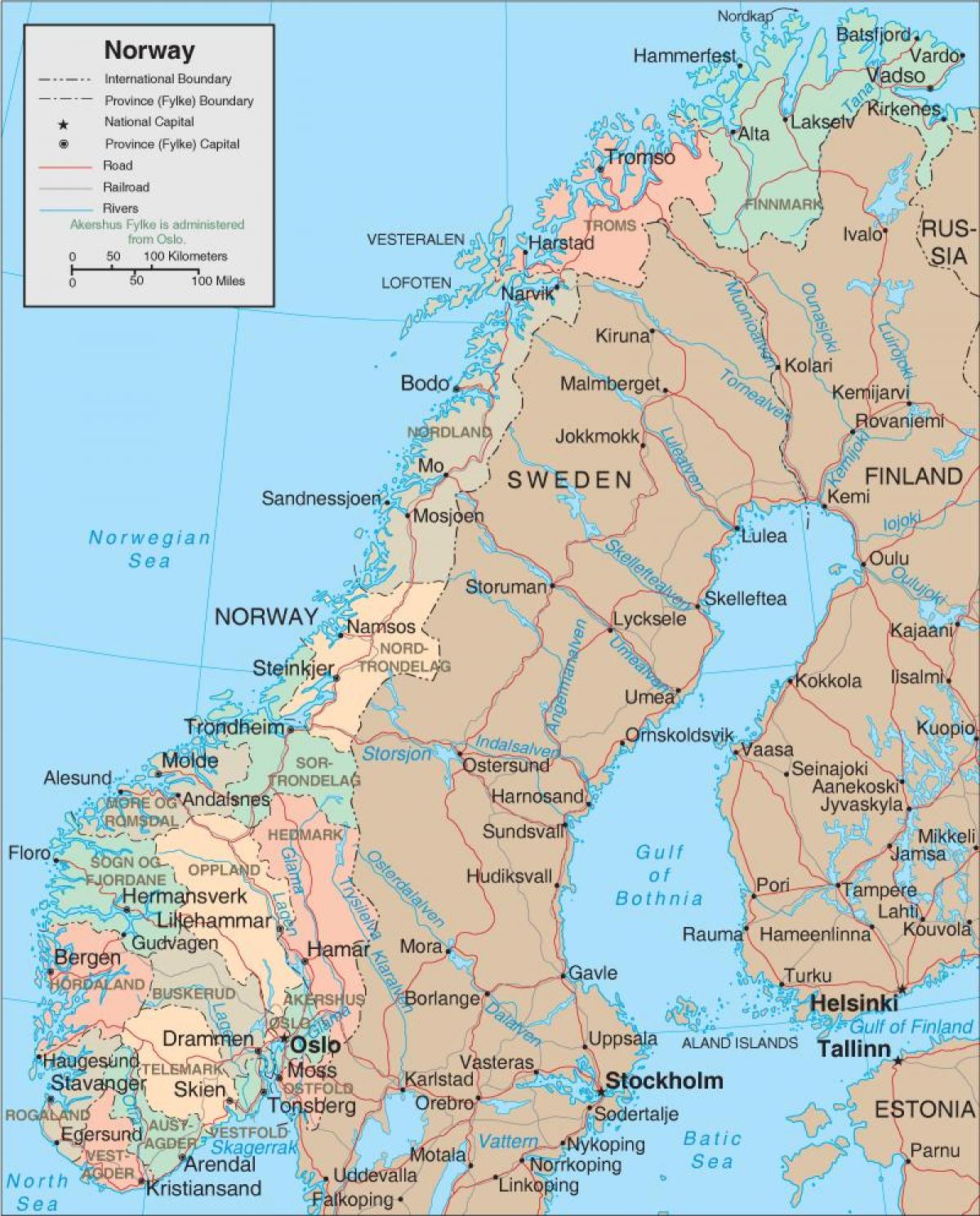 kartē Norvēģija