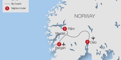 Karte flam dzelzceļa Norvēģija