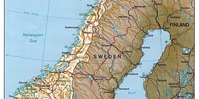 Detalizēta karte ar pilsētām Norvēģijā