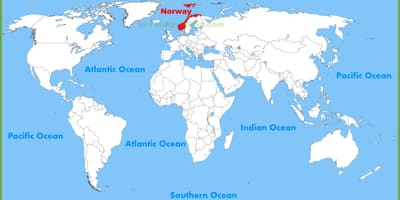 Pasaules kartes, kas parāda Norvēģija
