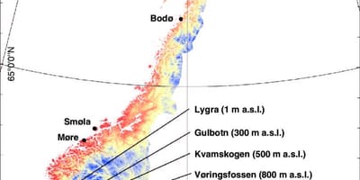 Norvēģija temperatūras karti