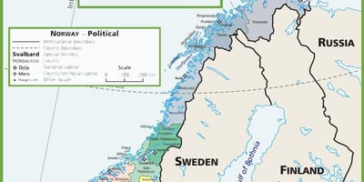Kartē Norvēģija politisko 